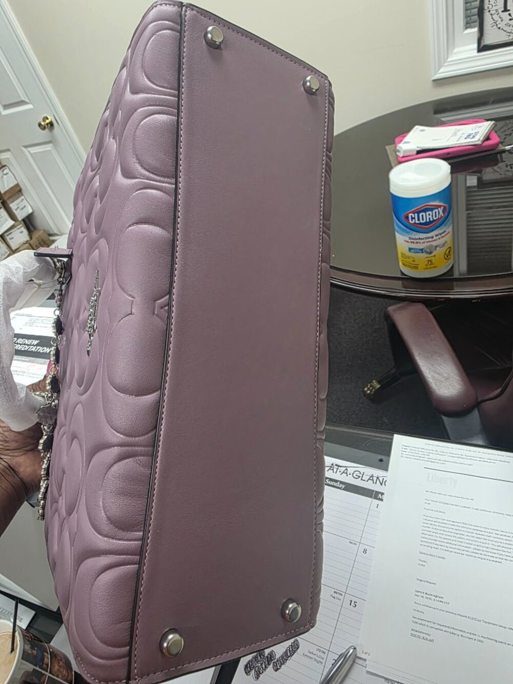NEW AUTHENTIC COACH MAGGIE TOTE LAVENDER - Picture 4 of 6